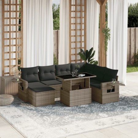 Set de sofás de jardín y cojines 8 piezas ratán sintético gris de , Conjuntos de jardín - Ref: Foro24-3268070, Precio: 518,94...