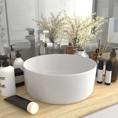 Matte white round ceramic luxury washbasin 40x15 cm by vidaXL, Sinks - Ref: Foro24-147009, Price: 84,46 €, Discount: %