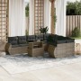 Set de sofás de jardín 10 pzas con cojines ratán sintético gris de , Conjuntos de jardín - Ref: Foro24-3268760, Precio: 708,6...