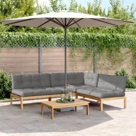 Garden pallet sofa set with 4 acacia wood cushions. by , Outdoor sofas - Ref: Foro24-3209332, Price: 609,51 €, Discount: %