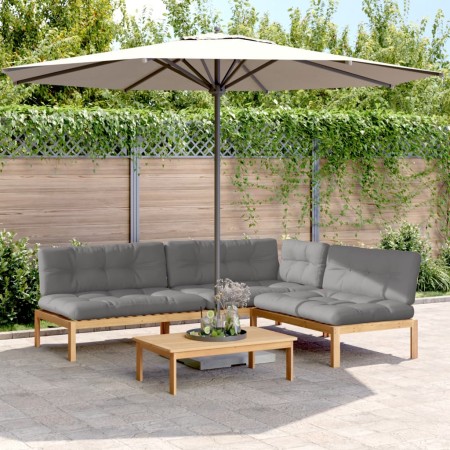 Set de sofás de palets de jardín y cojines 4 pzas madera acacia de , Sofás de exterior - Ref: Foro24-3209332, Precio: 615,83 ...