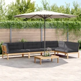 Set de sofás de palets de jardín y cojines 5 pzas madera acacia de , Sofás de exterior - Ref: Foro24-3209385, Precio: 937,35 ...