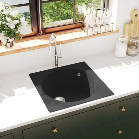 Kitchen sink with black granite overflow by vidaXL, Sinks - Ref: Foro24-147065, Price: 139,36 €, Discount: %