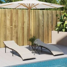 Sun loungers with cushions 2 units synthetic brown rattan by , Loungers - Ref: Foro24-3277302, Price: 249,76 €, Discount: %