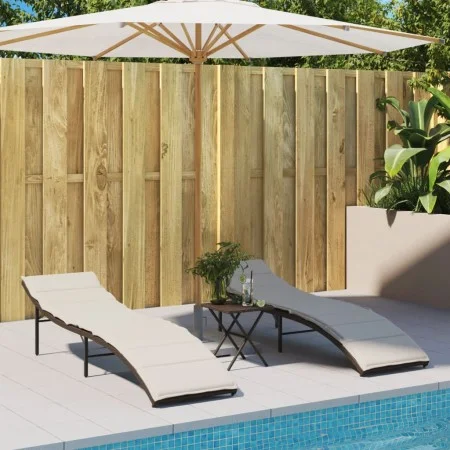 Sun loungers with cushions 2 units synthetic brown rattan by , Loungers - Ref: Foro24-3277302, Price: 249,76 €, Discount: %