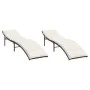 Sun loungers with cushions 2 units synthetic brown rattan by , Loungers - Ref: Foro24-3277302, Price: 249,76 €, Discount: %