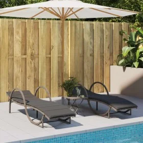 Liegestühle mit Kissen, 2 Stück, aus grauem synthetischem Rattan. von , Liegen - Ref: Foro24-3277309, Preis: 273,25 €, Rabatt: %