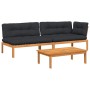 Set de sofás de palets de jardín y cojines 3 pzas madera acacia de , Sofás de exterior - Ref: Foro24-3209448, Precio: 456,29 ...