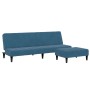 Sofá cama de 2 plazas con taburete terciopelo azul de , Sofás - Ref: Foro24-3258091, Precio: 295,93 €, Descuento: %