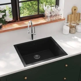 Kitchen sink with black granite overflow by vidaXL, Sinks - Ref: Foro24-147069, Price: 158,82 €, Discount: %