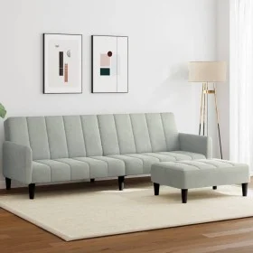 Two-seater sofa bed with light gray velvet ottoman by , Sofas - Ref: Foro24-3258098, Price: 330,49 €, Discount: %