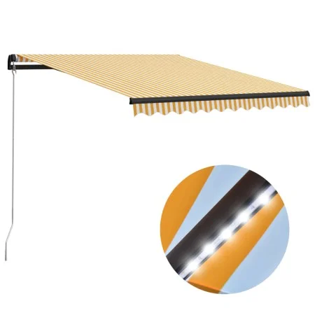Toldo manual retráctil con LED amarillo y blanco 300x250 cm de vidaXL, Toldos - Ref: Foro24-3055222, Precio: 276,76 €, Descue...