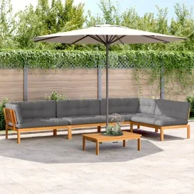 Set of garden pallet sofas and cushions 5 pieces acacia wood by , Outdoor sofas - Ref: Foro24-3209512, Price: 882,92 €, Disco...