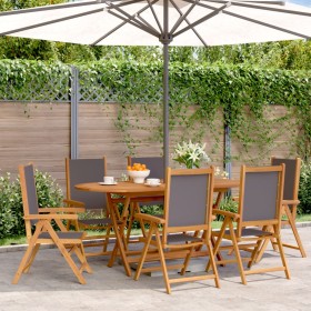 Sillas de jardín reclinables 6 uds tela madera maciza antracita de , Sillas de jardín - Ref: Foro24-3214542, Precio: 442,52 €...