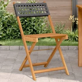 Sillas de bistró 2 uds madera maciza de acacia ratán PE negro de , Sillas de jardín - Ref: Foro24-367675, Precio: 92,89 €, De...
