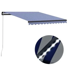 Toldo retráctil manual con LED azul y blanco 300x250 cm de vidaXL, Toldos - Ref: Foro24-3055220, Precio: 271,57 €, Descuento: %