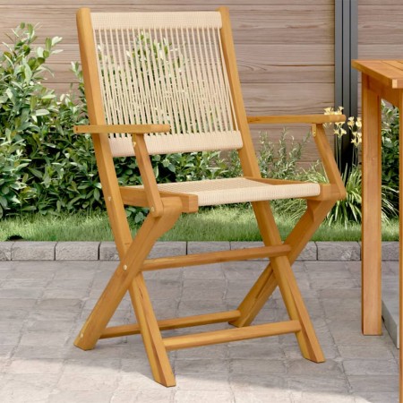 Sillas de jardín 2 uds madera maciza acacia polipropileno beige de , Sillas de jardín - Ref: Foro24-367668, Precio: 188,25 €,...