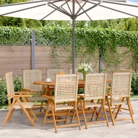 Sillas de jardín reclinables 8 uds ratán PE madera maciza beige de , Sillas de jardín - Ref: Foro24-3214528, Precio: 607,25 €...