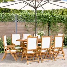 Sillas jardín reclinables 8 uds tela madera maciza blanco crema de , Sillas de jardín - Ref: Foro24-3214540, Precio: 571,42 €...