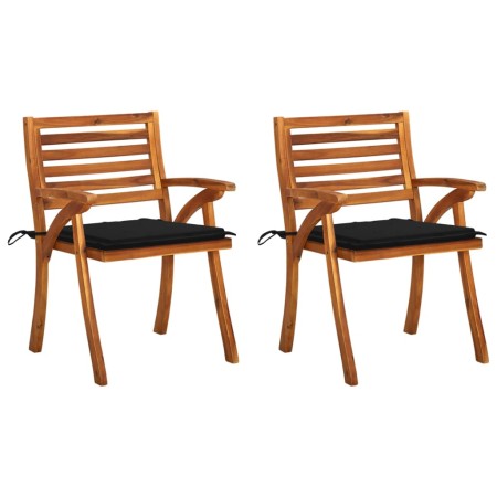 Sillas de comedor jardín con cojines 2 uds madera maciza acacia de , Sillas de jardín - Ref: Foro24-3060801, Precio: 268,16 €...