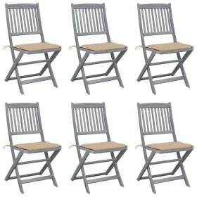 Sillas de jardín plegables 6 uds cojines madera maciza acacia de , Sillas de jardín - Ref: Foro24-3065437, Precio: 339,02 €, ...