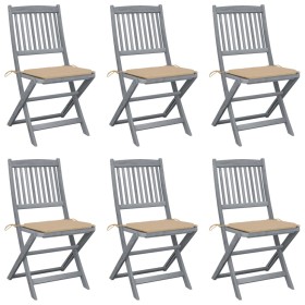Sillas de jardín plegables 6 uds cojines madera maciza acacia de , Sillas de jardín - Ref: Foro24-3065437, Precio: 345,10 €, ...