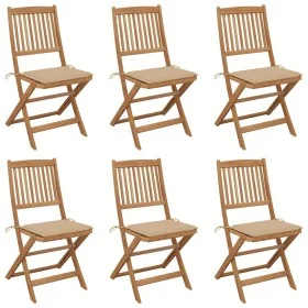 Sillas de jardín plegables 6 uds y cojines madera maciza acacia de , Sillas de jardín - Ref: Foro24-3074997, Precio: 313,04 €...