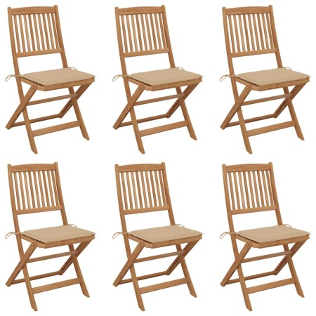 Sillas de jardín plegables 6 uds y cojines madera maciza acacia de , Sillas de jardín - Ref: Foro24-3074997, Precio: 329,71 €...