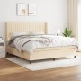 Cama box spring con colchón tela color crema 180x200 cm de , Camas y somieres - Ref: Foro24-3131614, Precio: 658,30 €, Descue...