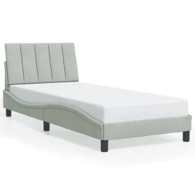 Estructura cama con luces LED terciopelo gris oscuro 90x190 cm de , Camas y somieres - Ref: Foro24-3213757, Precio: 149,28 €,...