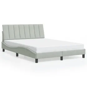 Estructura cama con luces LED terciopelo gris claro 140x200 cm de , Camas y somieres - Ref: Foro24-3213781, Precio: 198,38 €,...