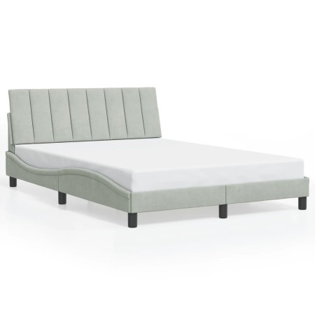 Estructura cama con luces LED terciopelo gris claro 140x200 cm de , Camas y somieres - Ref: Foro24-3213781, Precio: 199,21 €,...