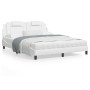 Estructura de cama cabecero cuero sintético blanco 160x200 cm de , Camas y somieres - Ref: Foro24-3208104, Precio: 207,15 €, ...