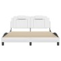 Estructura de cama cabecero cuero sintético blanco 160x200 cm de , Camas y somieres - Ref: Foro24-3208104, Precio: 207,15 €, ...