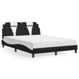 Bed with black and white synthetic leather mattress 140x200 cm by , Beds and slatted bases - Ref: Foro24-3208801, Price: 386,...