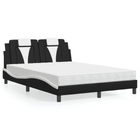Cama con colchón cuero sintético negro y blanco 140x200 cm de , Camas y somieres - Ref: Foro24-3208801, Precio: 395,27 €, Des...