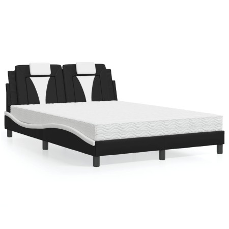 Cama con colchón cuero sintético negro y blanco 140x200 cm de , Camas y somieres - Ref: Foro24-3208801, Precio: 395,27 €, Des...