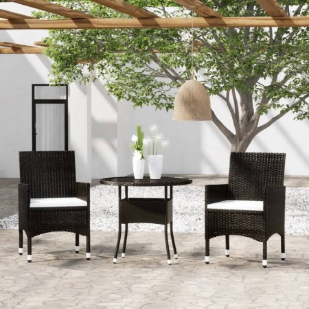Set de bistró de jardín 3 pzas ratán PE vidrio templado negro de , Conjuntos de jardín - Ref: Foro24-3095903, Precio: 247,23 ...
