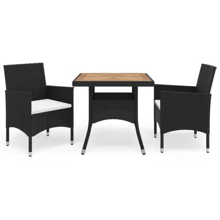 Set comedor jardín 3 pzas ratán sintético madera maciza negro de , Conjuntos de jardín - Ref: Foro24-3095922, Precio: 254,39 ...