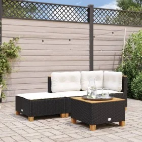Gartenhocker und Kissen aus schwarzem synthetischem Rattan 63,5x56x32 cm. von , Hocker für den Außenbereich - Ref: Foro24-365...