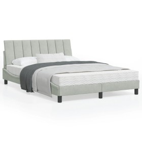 Estructura de cama con cabecero terciopelo gris claro 140x190cm de , Camas y somieres - Ref: Foro24-3207849, Precio: 190,87 €...