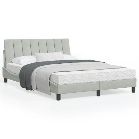 Estructura de cama con cabecero terciopelo gris claro 140x190cm de , Camas y somieres - Ref: Foro24-3207849, Precio: 190,87 €...