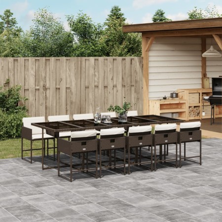 Set comedor de jardín 11 pzas y cojines ratán sintético marrón de , Conjuntos de jardín - Ref: Foro24-3278060, Precio: 708,24...