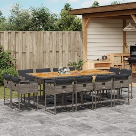 Set comedor de jardín con cojines 13 pzas ratán sintético gris de , Conjuntos de jardín - Ref: Foro24-3278173, Precio: 758,43...