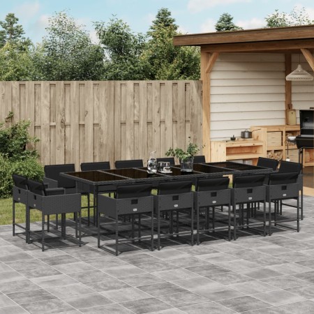 Set comedor de jardín con cojines 15 pzas ratán sintético negro de , Conjuntos de jardín - Ref: Foro24-3278178, Precio: 828,6...