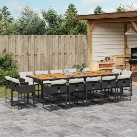 Set comedor de jardín con cojines 15 pzas ratán sintético negro de , Conjuntos de jardín - Ref: Foro24-3278186, Precio: 859,6...