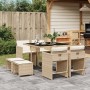 Set comedor de jardín 9 pzas con cojines ratán sintético beige de , Conjuntos de jardín - Ref: Foro24-3277905, Precio: 363,05...