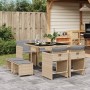 Set comedor de jardín 9 pzas con cojines ratán sintético beige de , Conjuntos de jardín - Ref: Foro24-3277907, Precio: 364,75...