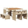 Set comedor de jardín 9 pzas con cojines ratán sintético beige de , Conjuntos de jardín - Ref: Foro24-3277911, Precio: 379,07...