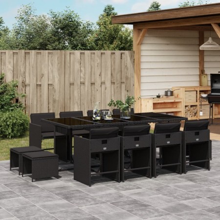 Set comedor de jardín con cojines 13 pzas ratán sintético negro de , Conjuntos de jardín - Ref: Foro24-3277926, Precio: 704,5...